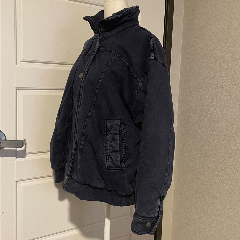 Anthropologie Pilcro Washed Navy Quilted Bomber Jacket Like New 
Size Small - Picture 4 of 12